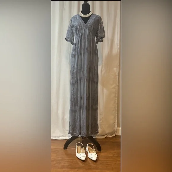 Pinkblush Gray Lace Overlay Dress Pinkblush Gray Lace Overlay Dress